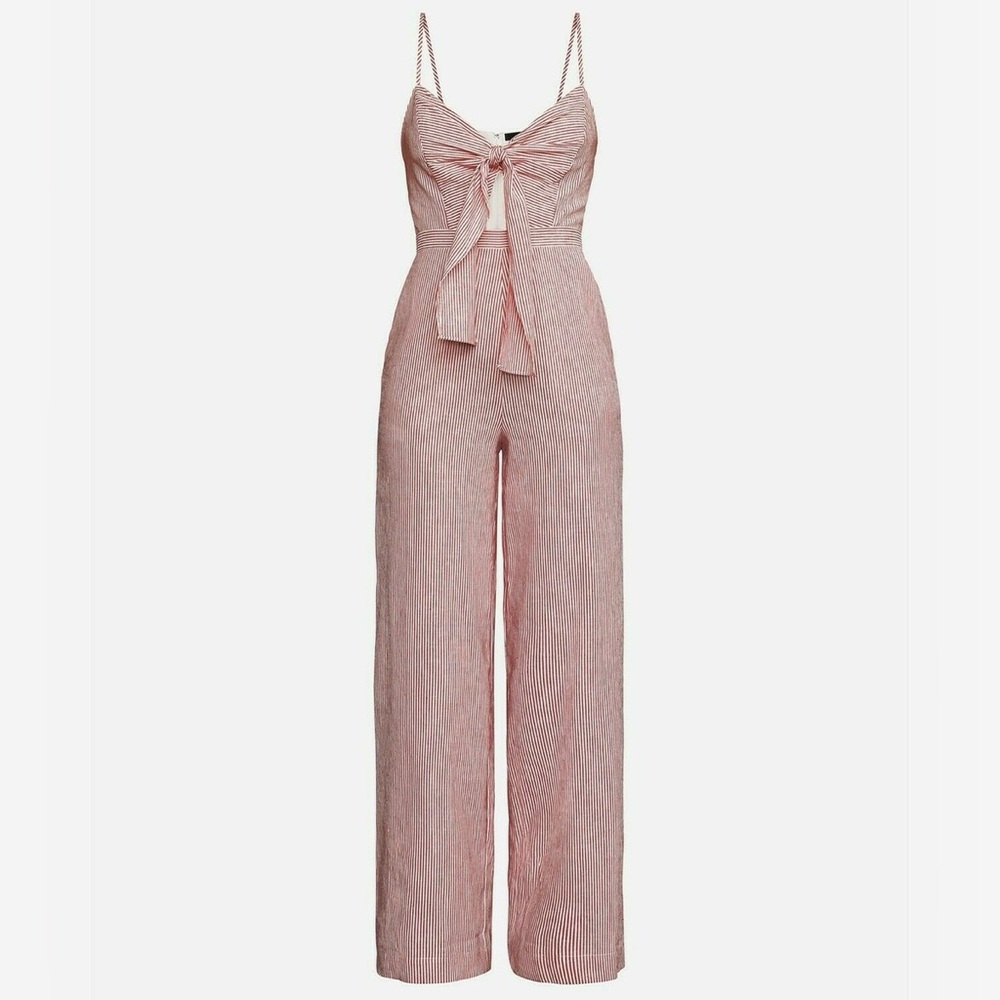 NWT- BCBG Red & White Pinstripe Jumpsuit Size 12